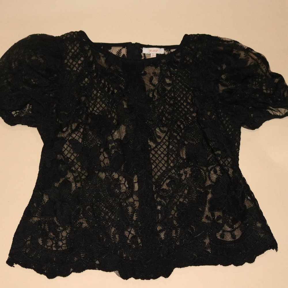 Peach Black Lace Blouse